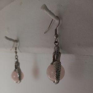Rose Quartz Mermaid Necklace and Earrings